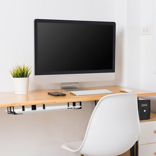 QWORK Under Desk Laptop Mount – 3 Pieces Hard Aluminium Under Desk Laptop Holder Tray, Fits Laptop, Keyboard (Black)