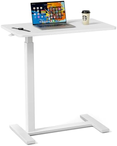 Sweetcrispy Overbed Table, Adjustable Rolling Desk, Mobile Standing Desk
