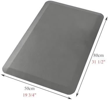 Anti Fatigue Mat for Standing Desk Office, Cushioned Floor Mat Non Slip Waterproof, Garage Mat for Kitchen/Office/Laundry Room/Workstation(Grey,50x80cm (19 3/4 x 31 1/2"))