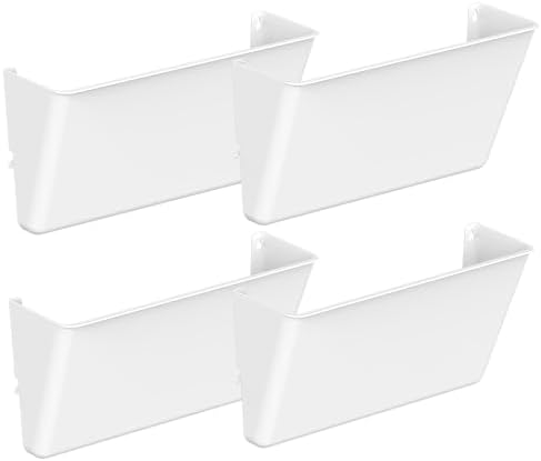 Gawerk Clear Acrylic Single Pocket, Plastic Hanging Wall Mount File Holder for Office Home (White, 4 Pack)