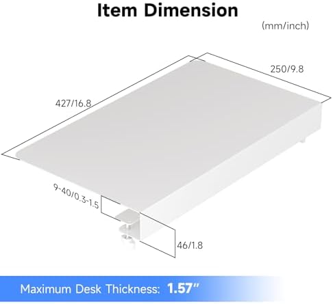 Suptek 17-Inch Clamp-On Corner Desk Connector Platform for Mounting Under-Desk Keyboard Trays on L-Shaped Desks, White, DESKEX01W