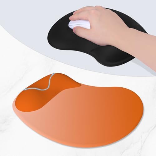 ITNRSIIET Ergonomic Mouse Pad, Cushioned Gel Wrist Rest, Non-Slip Base, Smooth Surface, Cute Multi-Color, 9.5 x 8.2 in, Peach