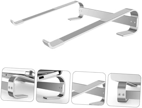 Aluminum Alloy Laptop Stand Ventilated Cooling Notebook Rack Portable Computer Holder Silver for Desk Use Compatible with MacBook and Notebooks