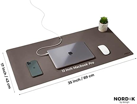 Nordik Leather Desk Mat - Cork Gunmetal Gray - Leather Desk Pad 35x17 in