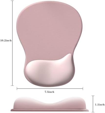 Mouse Pad with Wrist Rest,Ergonomic Mouse Pad with Comfortable Gel Wrist Rest Support and Non-Slip PU Base for Easy Typing Pain Relief, Durable and Washable (Gradient Pink White)