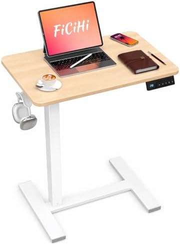 FiCiHi 24 Inch Small Electric Standing Desk, Adjustable Mobile Laptop Desk