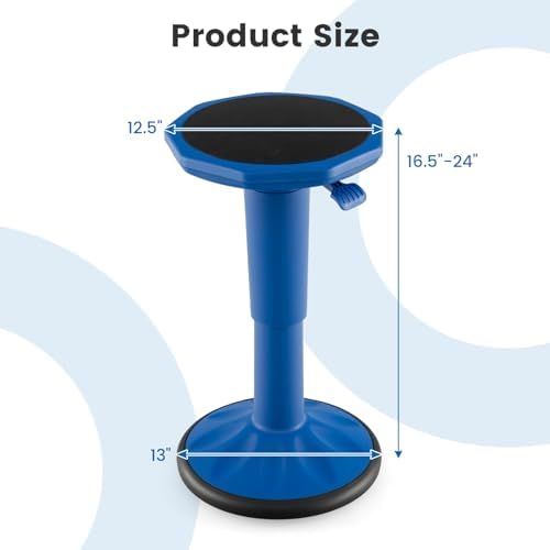GLACER Wobble Stool, Height Adjustable 16.5-24" Flexible Seating (Navy)