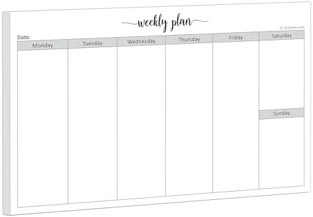 321Done Weekly Planner Notepad, Half Letter 5.5x8.5, 50 Sheets, All 7 Days