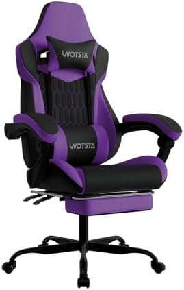 Gaming Chair with Footrest, High Back Gaming Chairs PVC Leather Ergonomic Gamer Chair with Adjustable Headrest Lumbar Support Racing Style Video Gaming Chair for Office/Home (Purple)