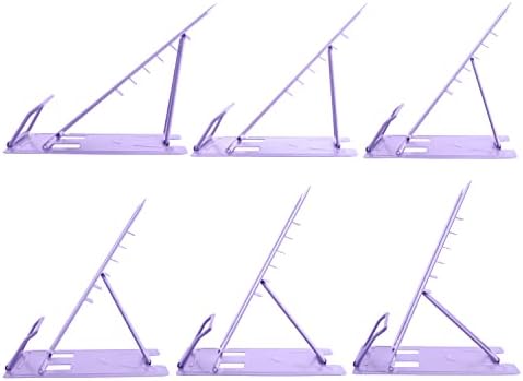 Honagu Metal Desk Book Holder, Hands Free Adjustable Cookbook & Document Holder, Portable Bookstand for Music Books, Textbooks, Recipes, Tablets & iPads (Purple)