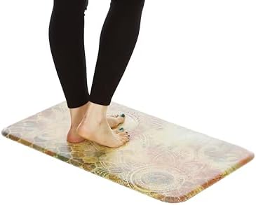 J&V TEXTILES Anti Fatigue Cushioned Comfort Mat, Ergonomically Durable, Supportive, Padded, Thick and Washable, Stain-Resistant, Kitchen, Garage, Office Standing Desk Mats (Boho Study Floral)*