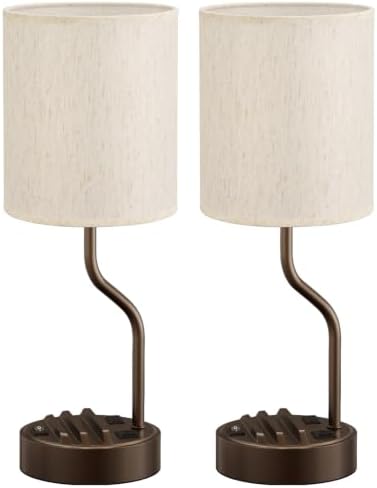 Fenmzee Bedside Lamps for Bedroom Set of 2-18" Brown Table Lamp for Desk