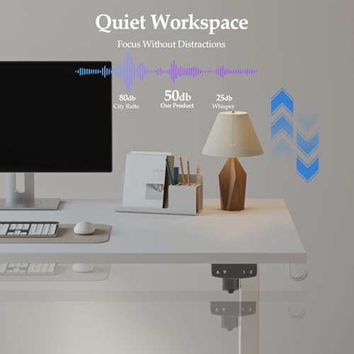 Klicelor 63 Inch Large Electric Standing Desk, Height Adjustable Office Desk, Sit Stand Up Computer Gaming Desk with Memory Preset, Three-Piece Desktop, White