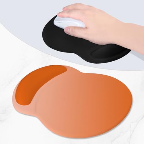 ITNRSIIET Ergonomic Mouse Pad with Comfort Gel Wrist Rest, Non-Slip PU Base, Smooth Textured Surface, Reduces Hand Fatigue & Wrist Pain, 8.7 x 7.2 Inch for Office Gaming Home, Peach