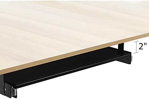 BenchPro Heavy 16-Gauge Powder Painted Steel Keyboard Tray - Under-Mount, Steel Construction, Slide Out Keyboard Mouse Holder - Powder Coated 9" D x 24" W - Black