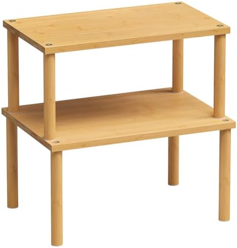 VERTORGAN 2 Pack Cabinet Organizer Shelf,Bamboo Countertop(Medium,Natural)