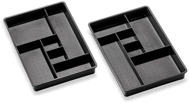 madesmart Set of 2 Plastic 6-Compartment Drawer Organizer Gadget Trays, Multipurpose Storage Bins for Drawers, Granite, 10.75 x 7.5 x 2.6 inches (Pack of 6)