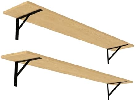 DINZI LVJ Long Wall Shelves, 55.1Inch Wooden Floating Shelves with Brackets