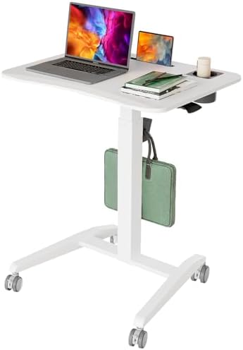 Gibbon Mounts 27" Mobile Rolling Standing Desk with Lockable Wheels, White