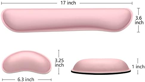 Dapesuom Enlarge Keyboard Wrist Rest, Memory Foam Wrist Cushion for Desk Mats Support, Cute Typing Pain Relief Keyboard Mouse Pad Rests Set with Non-Slip Base for Gaming Laptop Office Computer, Pink