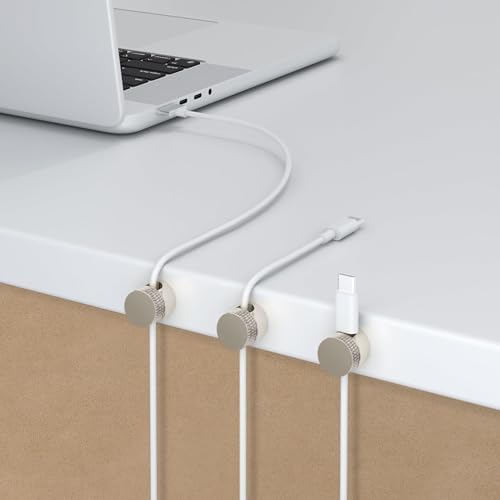 3PCS Premium Cord Holder for Nightstand, Computer Cord Organizer for Desk, Appliance Cord Organizers, Stick-On Cable Clip for Charger, Laptop, USB, Headphones, Wire Management Set, Silver