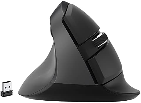 J-Tech Digital Left Handed Wireless Ergonomic Vertical Mouse for Small Hands with USB Nano Transceiver, AA Battery, 4 DPI, Compatible with Mac and PC, Black [V628ML]