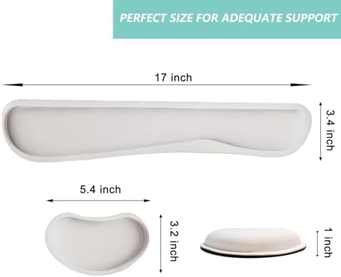 Keyboard Wrist Rest Mouse Wrist Support Set, Memory Foam Wrist Rest Pad for Computer Laptop Keyboard Mouse, Ergonomic Wrist Cushion Support for Typing Pain Relief, Gaming Home Office, White