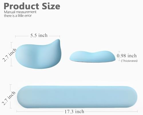 Keyboard Mouse Wrist Rest Set, Gel Ergonomic Wrist Rest for Keyboard and Mouse Non Slip Base, for Laptop, Desktop Computer, Office Desk Accessories (Blue)