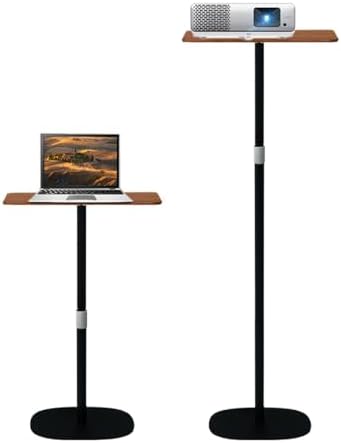 Small Laptop Standing Desk, Adjustable Height Pedestal End Table with Wooden Top, Portable Tall Side Table Workstation, Sit-Stand Desks for Bedside,Sofa,Couch, Living Room, Bedroom, Home Office, Brown