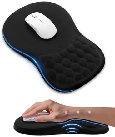 Ergonomic Mouse Pad with Sloped Memory Foam Wrist Rest (Black)