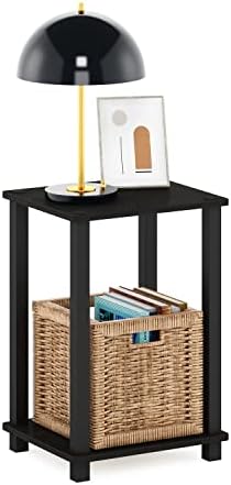 Furinno Simplistic Toolless Small 2-Tier Night Stand, Black Espresso