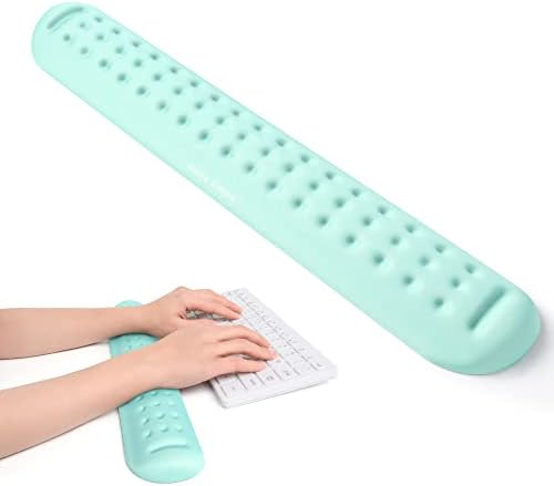 UnivoColors Turquoise Green Superfine Memory Foam Keyboard Wrist Rest Soft Gel Ergonomic Wrist Support Pad for Computer, Laptop, Office, Gaming, Typing