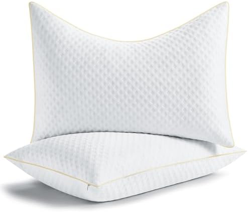 Side Sleeper Pillows Standard Size Set of 2 for Neck and Shoulder Pain, Memory Foam Bed Pillows 2 Pack for Sleeping, Medium Firm Curved Standard Pillows with Washable Cover