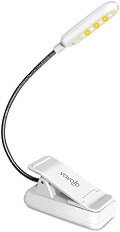 VAVOFO Clip On Book Light for Bed Kids, 7 LED Reading Light with 9-Level Warm Cool White Daylight, Eye Care Lamp with Power Indicator for Bookworms (White)