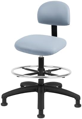 FSS Series Square seat Tall (24"-34") seat Height Chair. Vinyl-for Office, Garage, Desk, Shop, Computer, Doctor, Medical, Easy to Clean! 18" Footring (Gray, Tall, Glides)