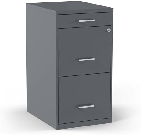 Staples 3-Drawer Vertical File Cabinet, Letter/Legal, Locking, Charcoal