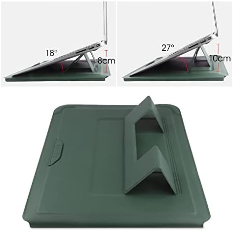 HoYiXi 14 Inch Laptop Sleeve Case Leather Bag with Stand Compatible with Mac Book Pro 14 2021/ASUS Vivobook 14/HP Pavilion X360/IdeaPad 14/Dell HP ASUS Acer Huawei Matebook 14'' PC, Green