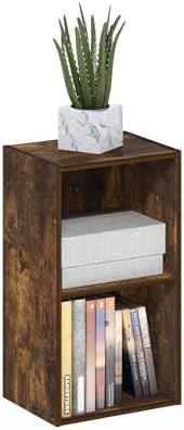 Furinno PASIR Book Shelf, 2-Tier Modern Bookshelf, Open Shelves Bookcase 9 x 12 x 21, Easy Assembly, for Living Room, Bedroom, Home Office, Amber Pine