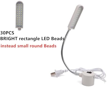 LED Sewing Machine Light,30 LED Magnetic Mount Drill Press Light with Flexible Silone Coating Gooseneck for Sewing Machine, Drill Presses, Desks, Music Stands, Craft, Workbenches, Lathes Lamps (White)