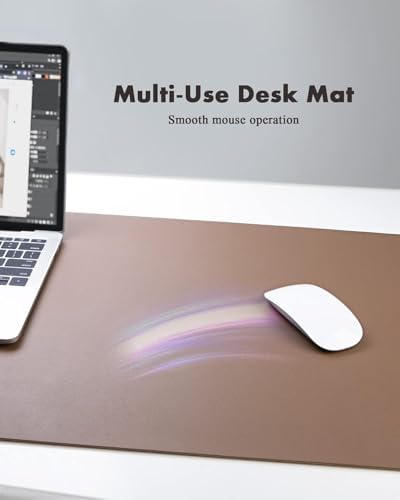 YSAGi Double-Sided Desk Pad, 31.5"x15.7"Leather Desk Mat, Eco Cork Desk Pad Protector,Large Mouse Pad,Waterproof Desk Blotter for Office/Home(Coffee)