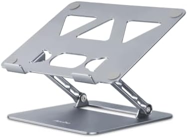 Aoviho Adjustable Laptop Stand for Desk,Portable Laptop Stand Holder and Riser,Foldable Aluminum Notebook Computer Stands for MacBook Air Pro HP Lenovo Dell Samsung Chromebook, 10-15.6 inch, Grey