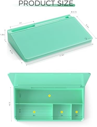 TOWON Compact Glass Desktop Whiteboard with Storage 12x7 in, Mint Green
