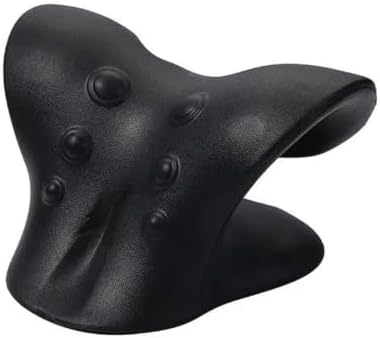 Ergonomic Cervical Neck Shoulder Stretcher Massage Pillow Traction Device Muscle Relaxation Relieve Pain Cervical Correction (Black)