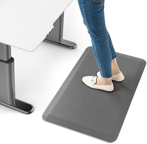 Anti Fatigue Mat for Standing Desk Office, Cushioned Floor Mat Non Slip Waterproof, Garage Mat for Kitchen/Office/Laundry Room/Workstation(Grey,44x70cm (17 3/8 x 27 1/2"))
