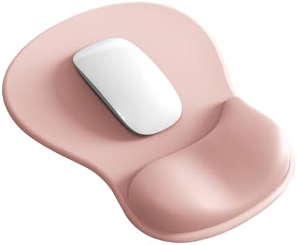 Mouse Pad with Wrist Rest,Ergonomic Mouse Pad with Comfortable Gel Wrist Rest Support and Non-Slip PU Base for Easy Typing Pain Relief, Durable and Washable(Pink)