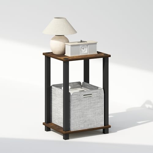 Furinno Simplistic Toolless 2-Tier Compact Night Stand, Amber Pine
