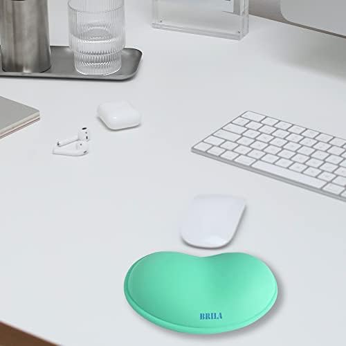 BRILA Ergonomic Silicone Mouse Wrist Rest, Cooling Silica Gel PU Leather Mouse Wrist Support Pad for Office Work and Laptop Computer Gaming (Aquamarine Leather)