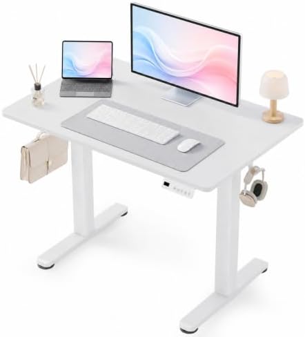 Claiks 40 x 24 Inch White Electric Standing Desk