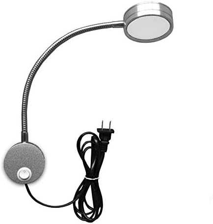 5W Wall Mounted Reading Light Flexible Gooseneck LED Sconce Lamp with Plug & Switch for Bedroom, Office, Workbench, Studio (03 Silver Cool)
