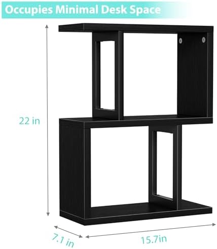 Desktop Bookshelf Shelf for Top of Desk - Black Small Organizer 3-Tier Shelves Storage Bookcase Hutch for Dorm Office College Table Top Organization Shelving Decorations for Women Office